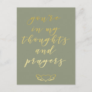 Thoughts & prayers Green &Gold Concolence Postcard