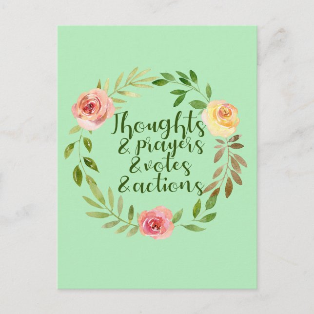 Thoughts Prayers Votes Actions Resist Postcard (Front)