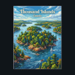 Thousand Islands Canada Postcard<br><div class="desc">The Thousand Islands is an archipelago of over 1, 800 islands in the Saint Lawrence River, straddling the border between Canada and the United States, with a significant portion in Ontario, Canada. This scenic region is renowned for its natural beauty, where lush islands of varying sizes dot the river, some...</div>