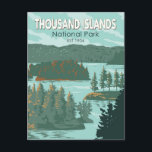 Thousand Islands National Park Canada Vintage Postcard<br><div class="desc">Thousand Islands National Park vector art design. The Park is located on the 1000 Islands Parkway in the Thousand Islands Region of the Saint Lawrence River.</div>