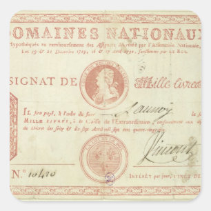 Thousand livre banknote with Louis XVI's Square Sticker