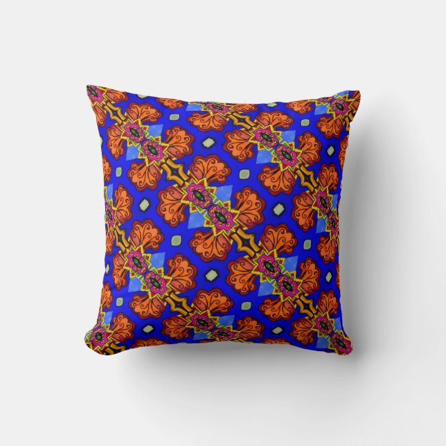 THP - 001 - Blue & Orange - Throw Pillow (Front)