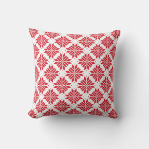 Thraditional Nordic Star Red and White Throw Pillow