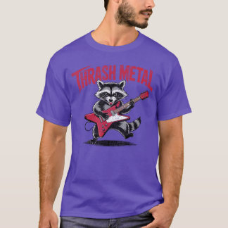 Thrash Metal Raccoon Playing Guitar Funny Rock and T-Shirt