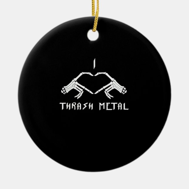 Thrash Skeleton Hands Heart Classic Ceramic Ornament (Front)