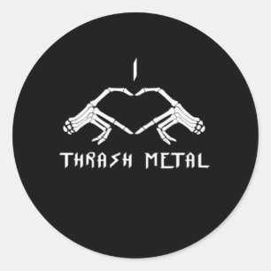 Thrash Skeleton Hands Heart Classic Round Sticker