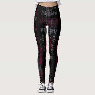 Thrashed Gothic Dark Grungy Grunge Plaid Pattern Leggings