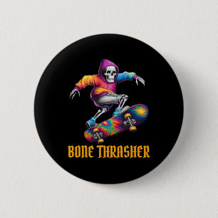 Thrasher Skeleton Halloween Costume 2 Inch Round Button