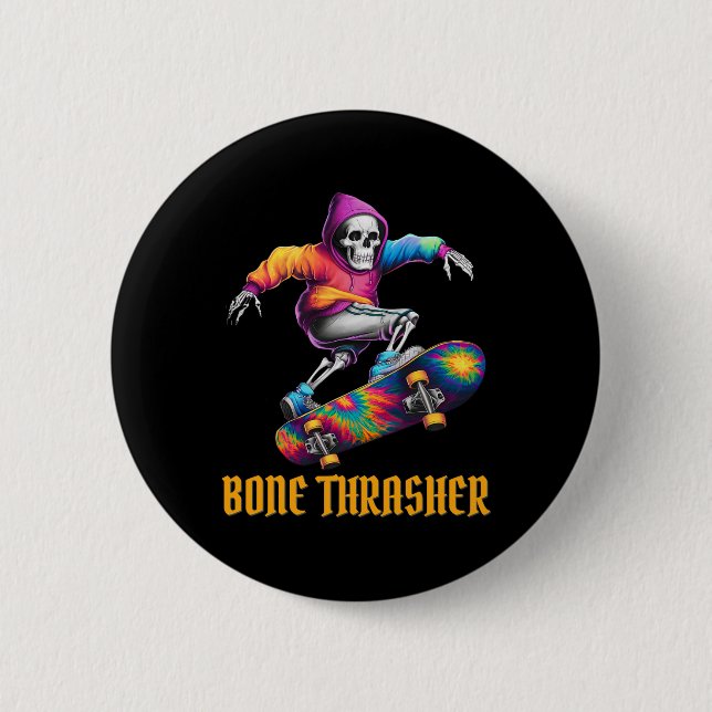Thrasher Skeleton Halloween Costume  2 Inch Round Button (Front)