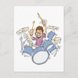 thrashing drummer postcard