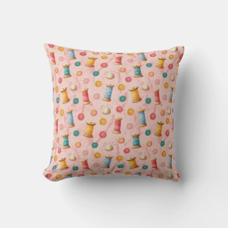 thread and buttons- pattern sewing throw pillow