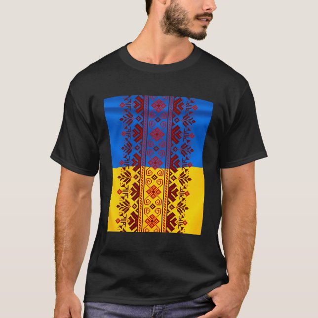 Thread Embroidery Ukrainian Folk Ethnic Pattern Or T-Shirt (Front)