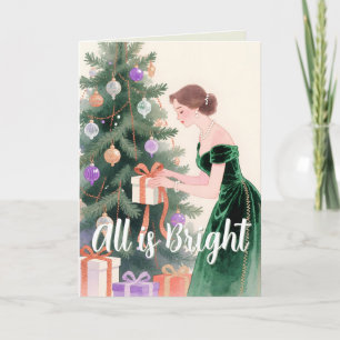 Thread-Painted Art   Emerald Eve Classic Christmas Holiday Card