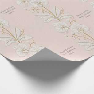 Thread-Painted Art Ivory Orchid Custom Wrapping Paper