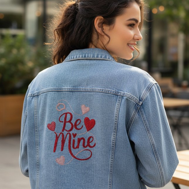 Thread-Style Hearts Romantic Valentine's Day Denim Jacket (Creator Uploaded)
