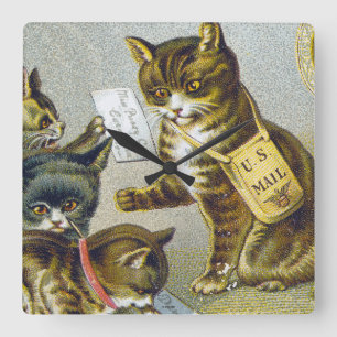 Thread Trade Card, 1880 Square Wall Clock