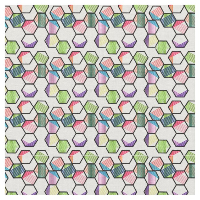 Threaded Hexagons Fabric (Close Up)