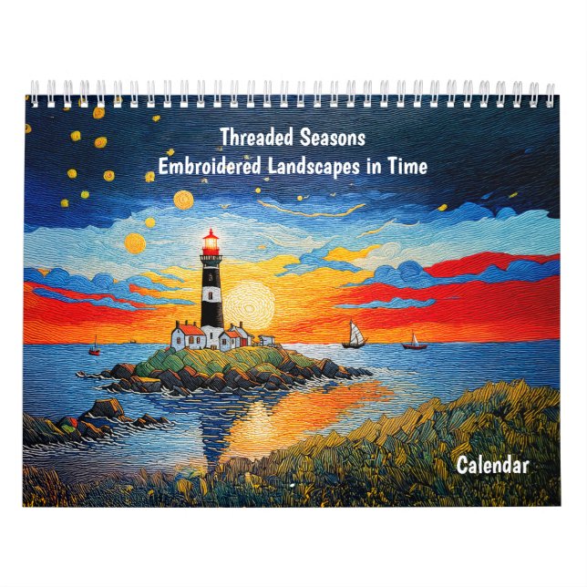 Threaded Seasons – Embroidered Landscapes in Time Calendar (Cover)