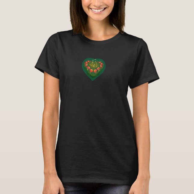Threadless Aidadaism Heart Shaped Mushroom Patch G T-Shirt (Front)