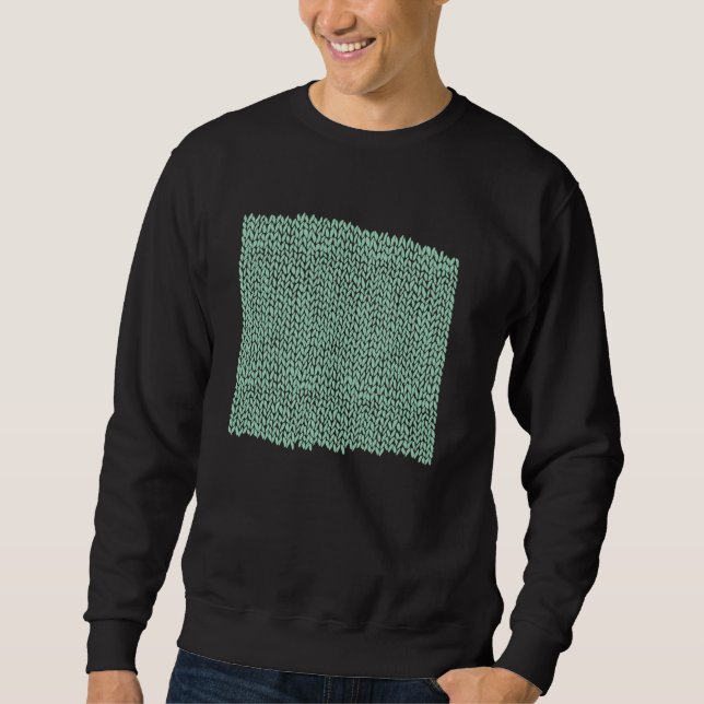 Threadless Emeline Hand Knit Mint Green Graphic Sweatshirt (Front)