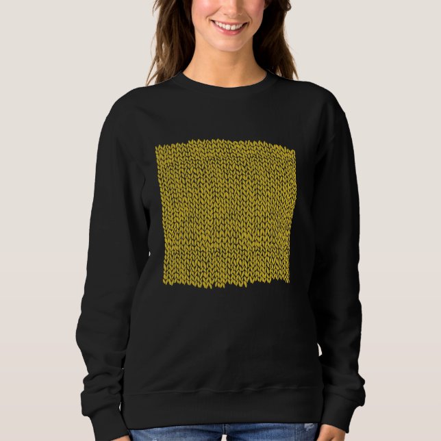 Threadless Emeline Hand Knit Yellow Graphic Sweatshirt (Front)