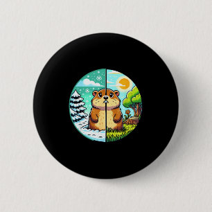 Threadrock Winter Or Spring Groundhog Day , Small, 2 Inch Round Button