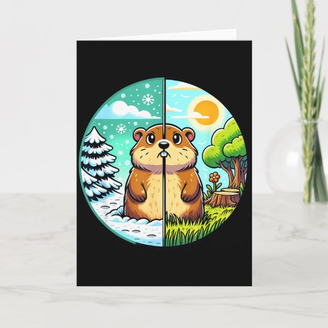 Threadrock Winter Or Spring Groundhog Day , Small, Card (Front)