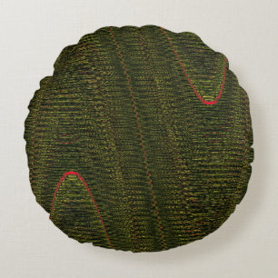 Threads tissés Abstraits, Coussin rond vert foncé