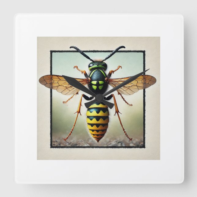 ThreadWaisted Wasp 110724IREF122 - Watercolor Square Wall Clock (Front)