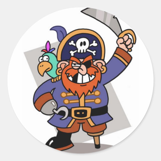 Threatening Pirate Classic Round Sticker (Front)