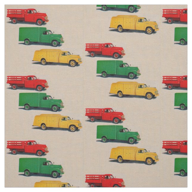 three 1940s trucks fabric (Swatch)