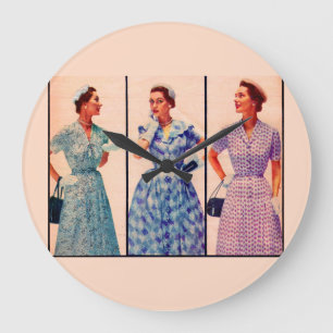 three 1953 dresses - vintage clothing large clock