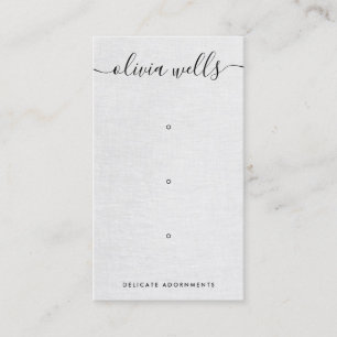 Three 3 Hole Grey Script  Earring Display Holder Business Card