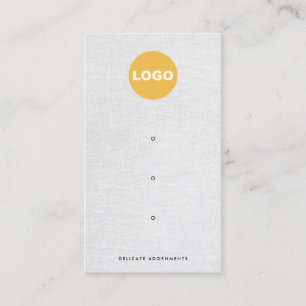 Three 3 Hole Stud Earring Display Grey Linen Logo Business Card