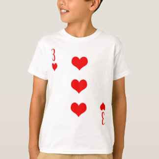 Three (3) of Hearts Playing Card Poker Costume Car T-Shirt