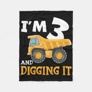 Three 3yr 3rd Birthday Construction Boy 3 Years Ol Fleece Blanket
