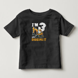Three 3yr 3rd Birthday Construction Boy 3 Years Toddler T-shirt