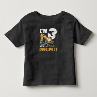 Three 3yr 3rd Birthday Construction Boy 3 Years Toddler T-shirt