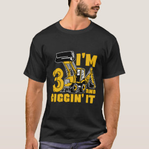 Three 3Yr 3Th Birthday Construction Boy 3 Years Ol T-Shirt