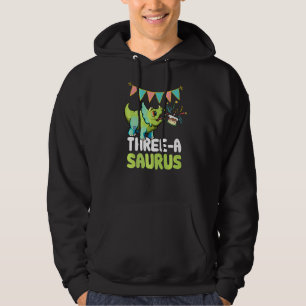 Three A Saurus Dinosaur  Cute Kiddo Triceratops Hoodie