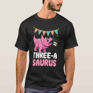 Three A Saurus Dinosaur Cute Kiddo Triceratops T-Shirt
