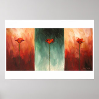 Three Abstract Poppies Poster