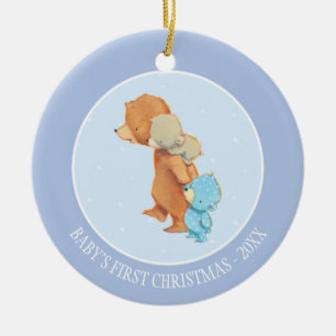 Three Adorable Bear Friends Ceramic Ornament