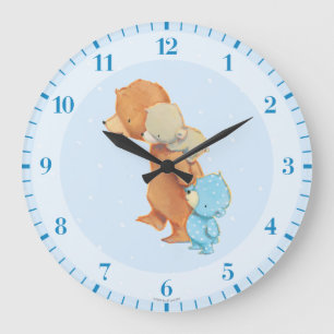 Three Adorable Bear Friends Large Clock