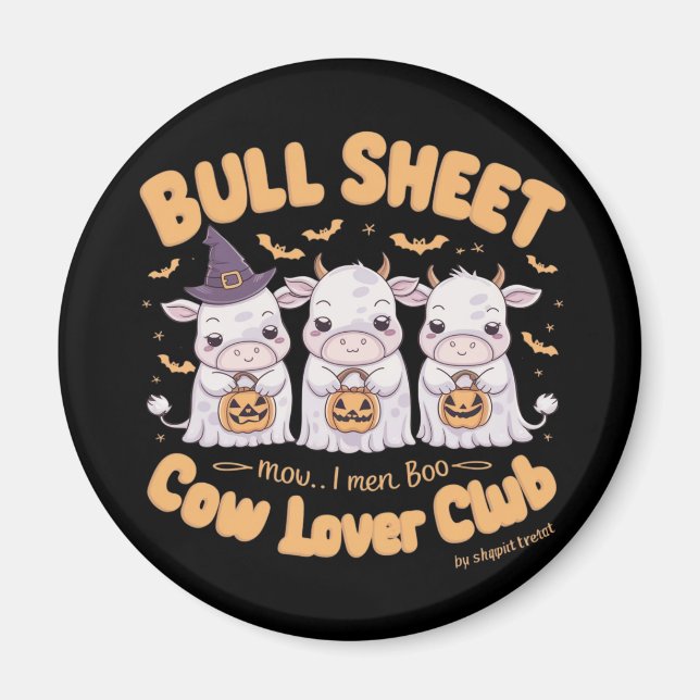 Three adorable ghost cows dressed up for Halloween Magnet (Front)