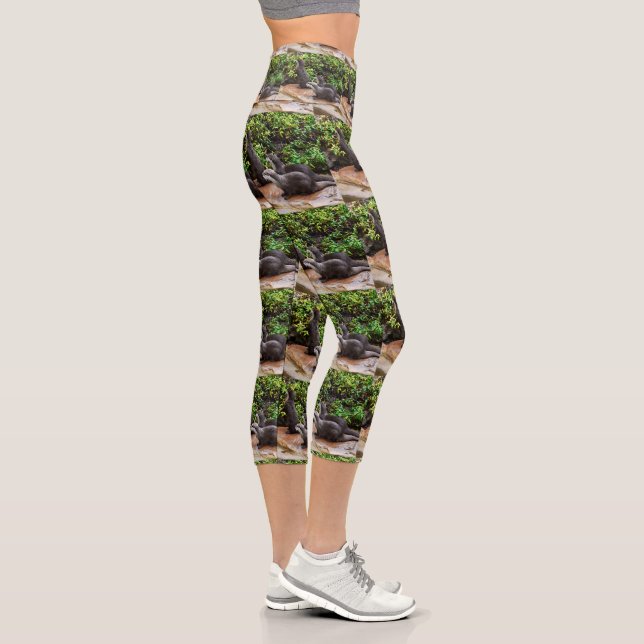Three Adorable Otters, Capri Leggings (Right)