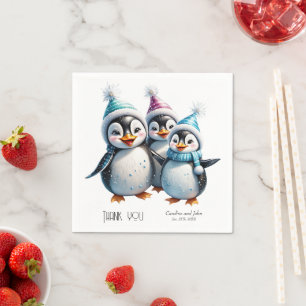 Three adorable penguins  napkin