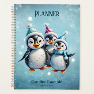Three adorable penguins planner