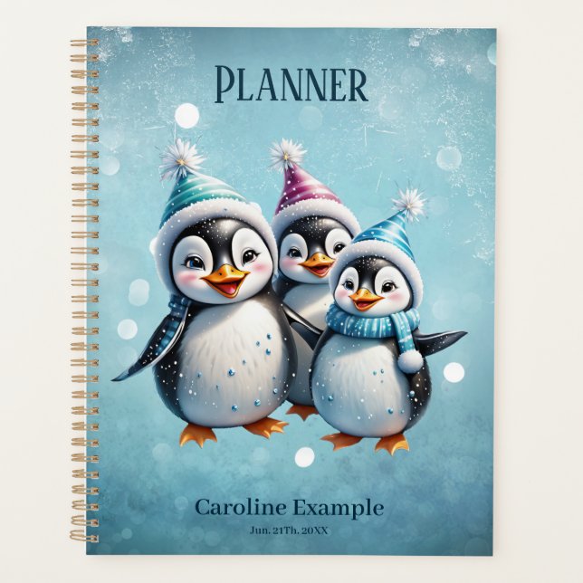 Three adorable penguins  planner (Front)