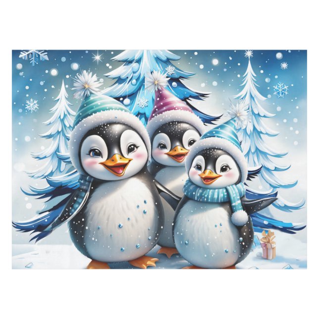 Three adorable penguins  tablecloth (Front (Horizontal))